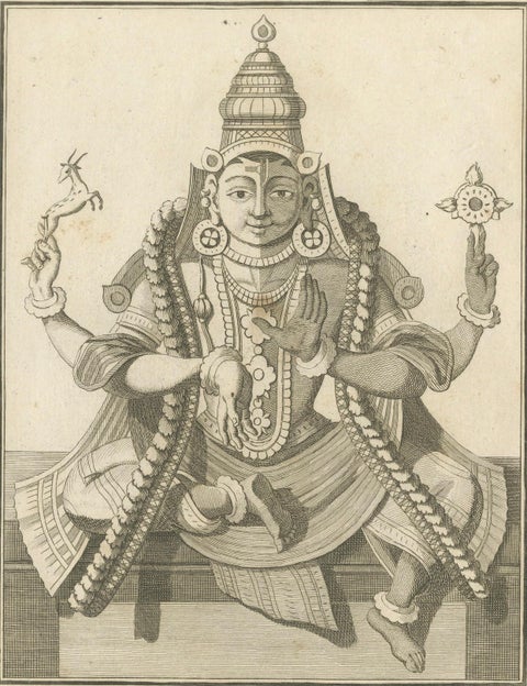 Historic 1806 Shiva and Vishnu Harihara Antique Print, Hindu Deity Engraving, close-up 5