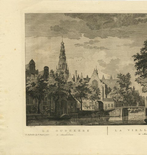 Antique Print of the 'Oudekerk' Church in Amsterdam by P. Van Liender, 1760, view 3