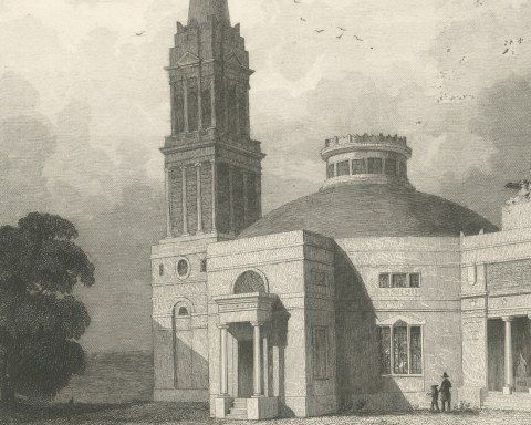 Episcopal Church at Richmond, Virginia, Bacon and Berkeley 1676, circa 1850, close-up 2