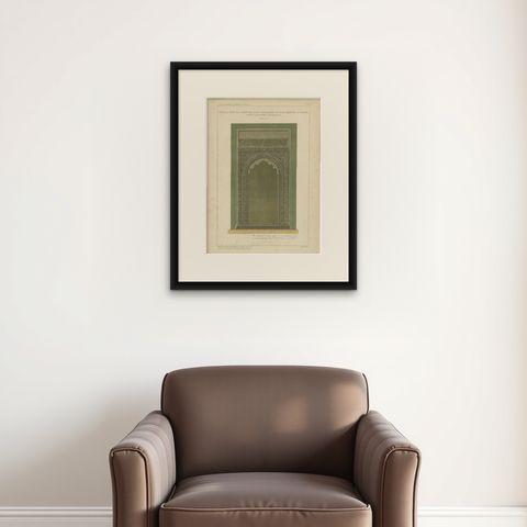 Ayia Sophia Mosque Entrance, Konya, Seljuk Islamic Architectural Print, 1924, shown framed on a wall, true to size