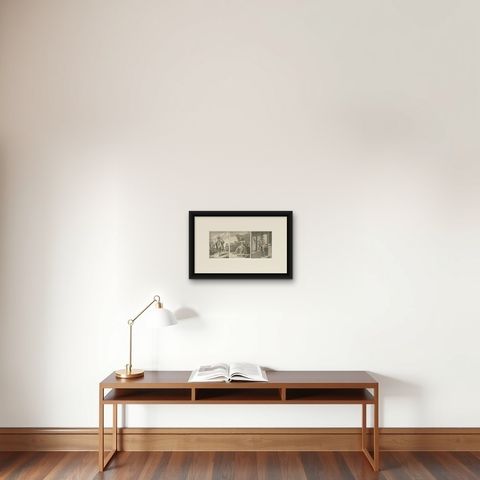 Hindu Ascetics and Priest, Saniassi, Pandaron, and Carepatré, 1806, shown framed on a wall, true to size
