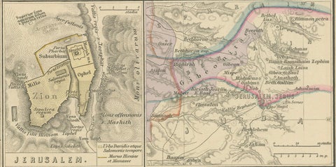Historical Map of Canaan with Insets of Jerusalem and Surrounding Regions, 1880, close-up 5