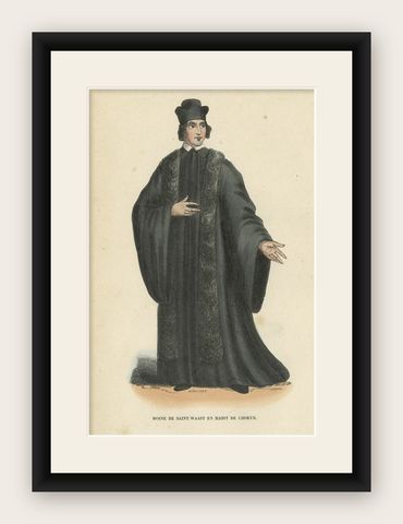 Antique Print of a Monk of the Alexians, 1845, shown framed