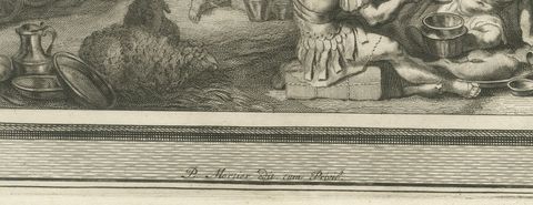 David Takes Saul's Spear and Defeats the Amalekites, Mortier circa 1700, close-up 1
