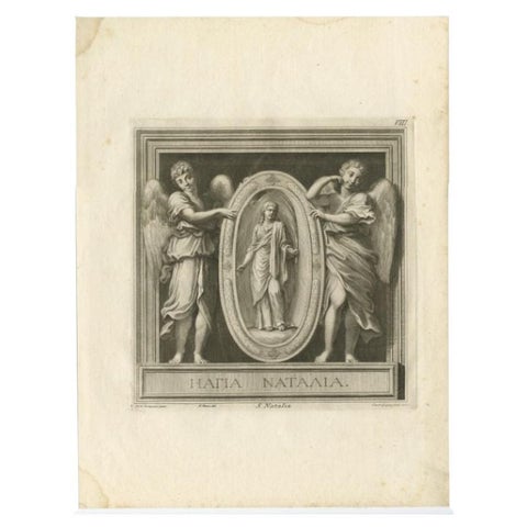 Original Antique Engraving of Saint Natalie, 1762, view 2