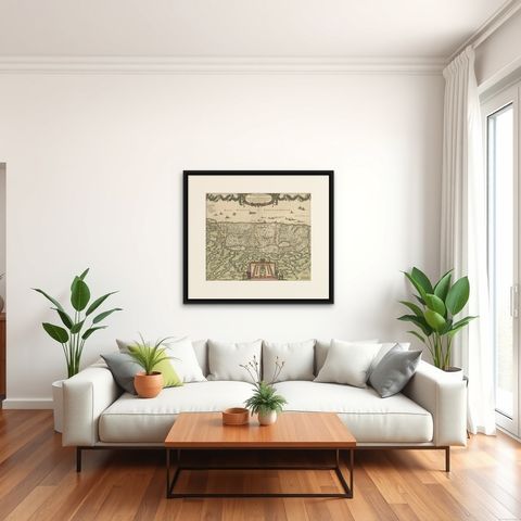 Frederic de Wit Map of Palestine, Terra Sancta, Amsterdam c.1670, shown framed in a room, true to size