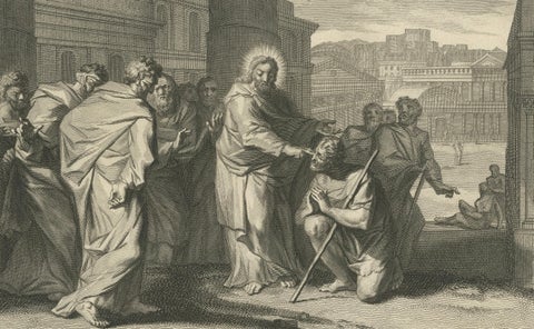 Christ Heals the Man Born Blind & The Woman Taken in Adultery, ca. 1700, close-up 2