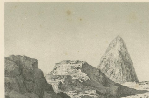 Islamic Landscape Print Mountain of Hira Mecca, 1863 Dutch Lithograph, close-up 1