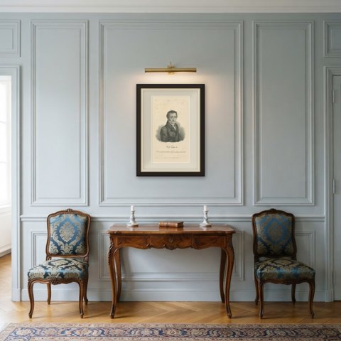 Karl Gottlieb Bretschneider, Generalsuperintendent, Lithograph, circa 1840, shown framed in a room, true to size