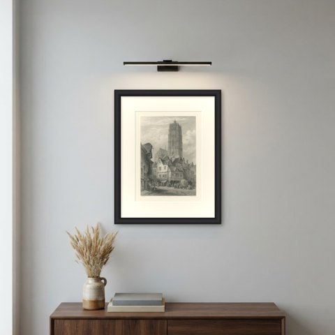 Cathedral at Rodez, France after L.J. Wood, Antique Steel Engraving, circa 1878, shown framed on a wall, true to size