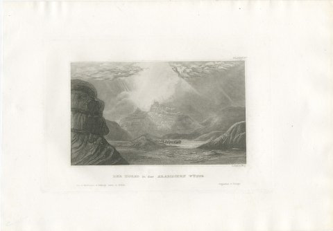 Antique Desert View of Mount Horeb, Arabia, Steel Engraving, circa 1850, view 2