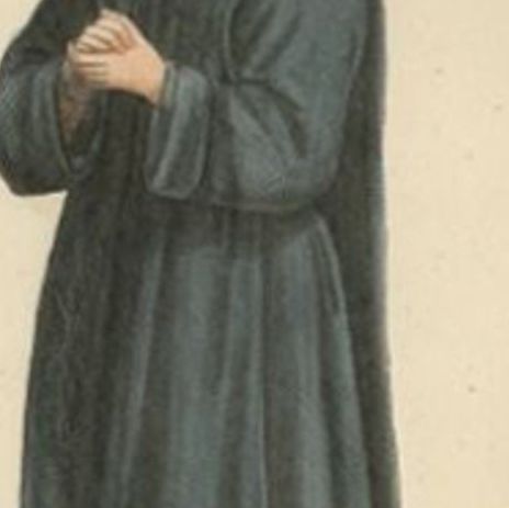 Antique Print of a Monk of the Order of the Grandmontines in Limousin, France, close-up 1