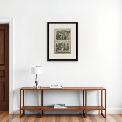 Biblical Engraving, Evangelists Matthew & Mark, Pieter Mortier, Early 1700s, shown framed on a wall, true to size