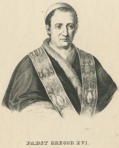 Pope Gregory XVI, Antique Lithograph Portrait, circa 1831