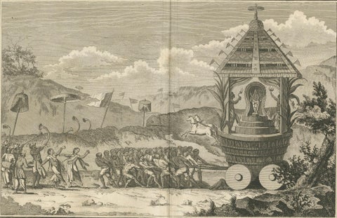 Hindu Festival Procession with Vishnu Cart, Engraving after Sonnerat, 1806, close-up 4