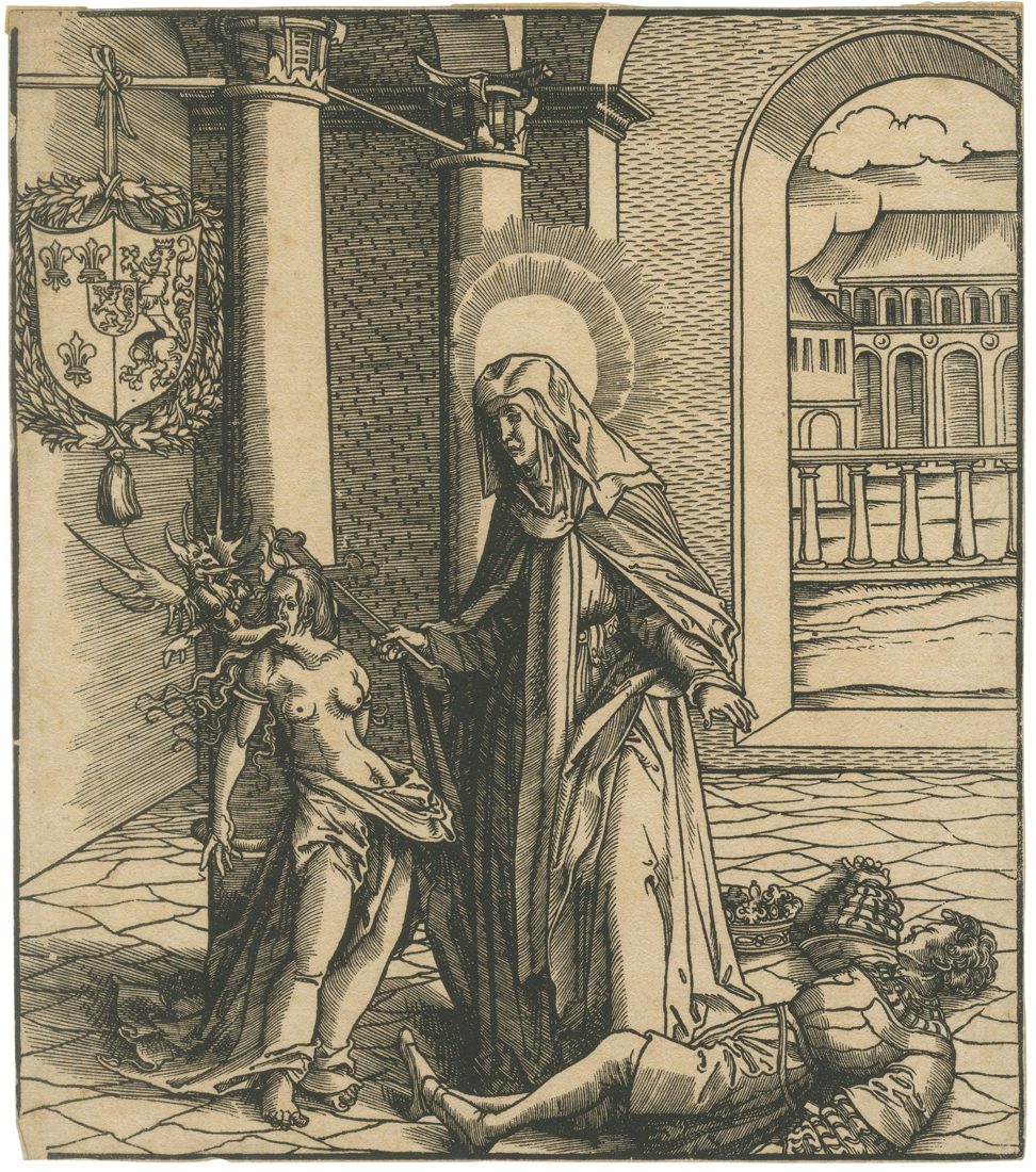 Saint Radegonde Exorcising a Demon, Burgkmair Circle, c.1516 Woodcut